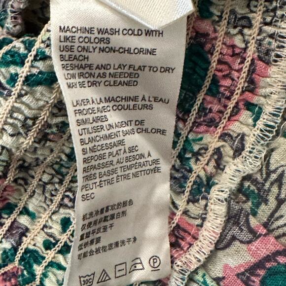 Free People One More Time Tube Top Green Pink Floral Strapless Size Large - Picture 9 of 9